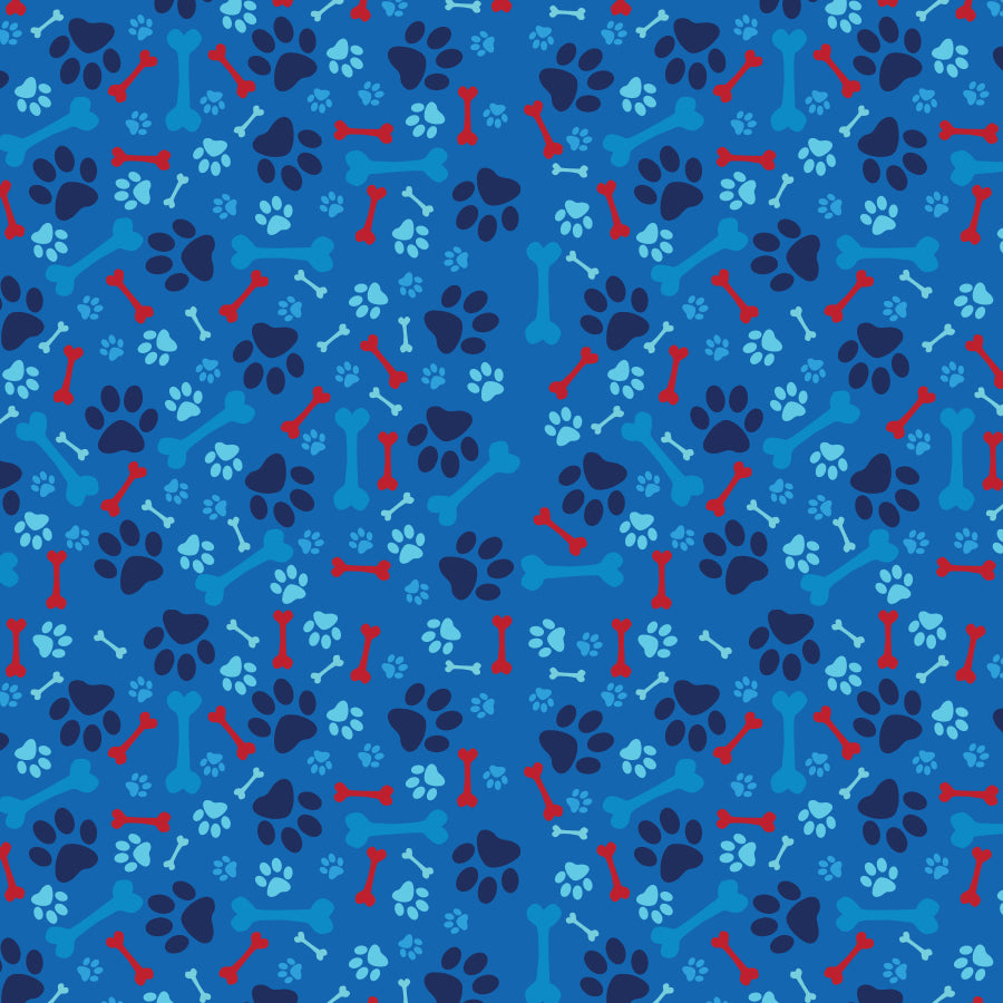 SQ3215 Paws & Bones Square Bandana, Blue