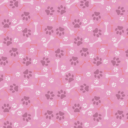 SQ3216 Paws & Bones Square Bandana, Pink