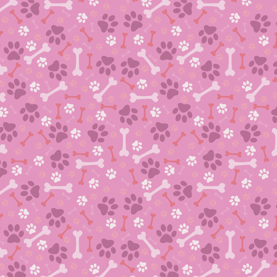 SQ3216 Paws & Bones Square Bandana, Pink