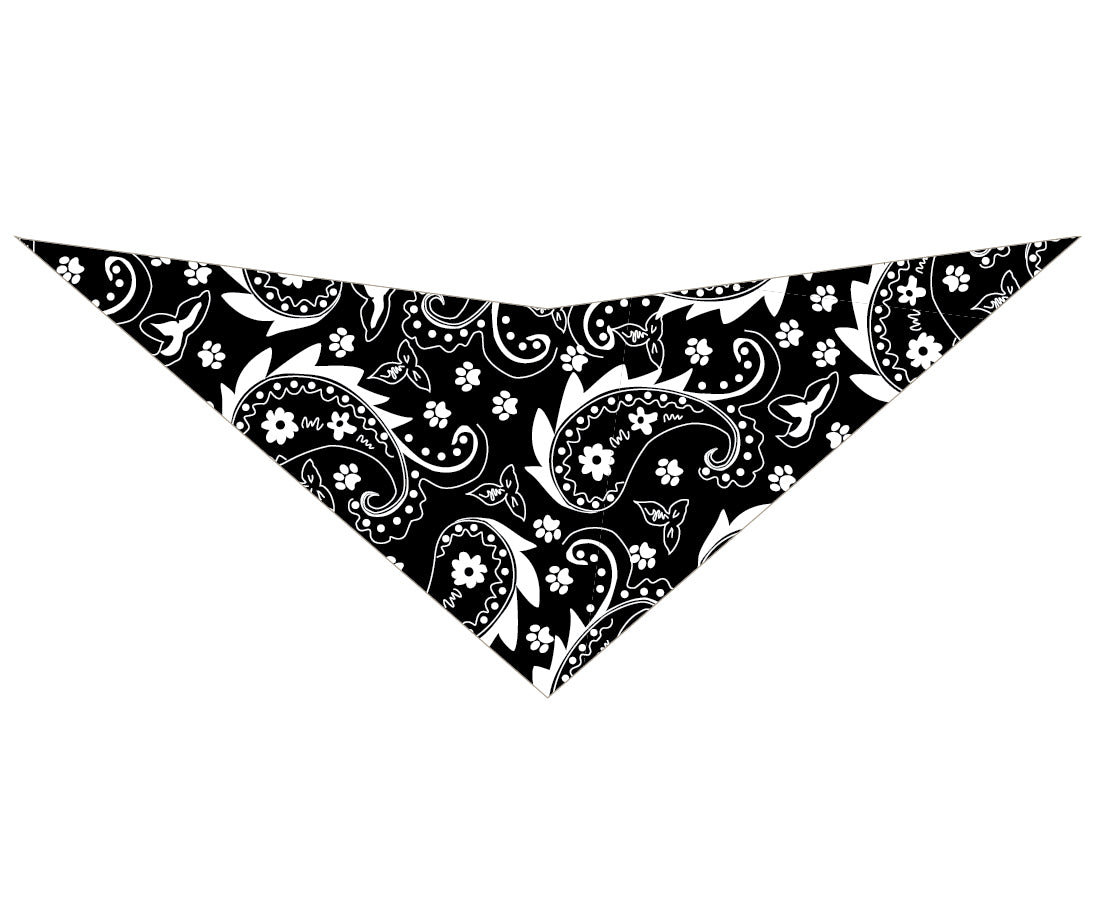 S3217 Paisley & Pawprints Bandana, Black