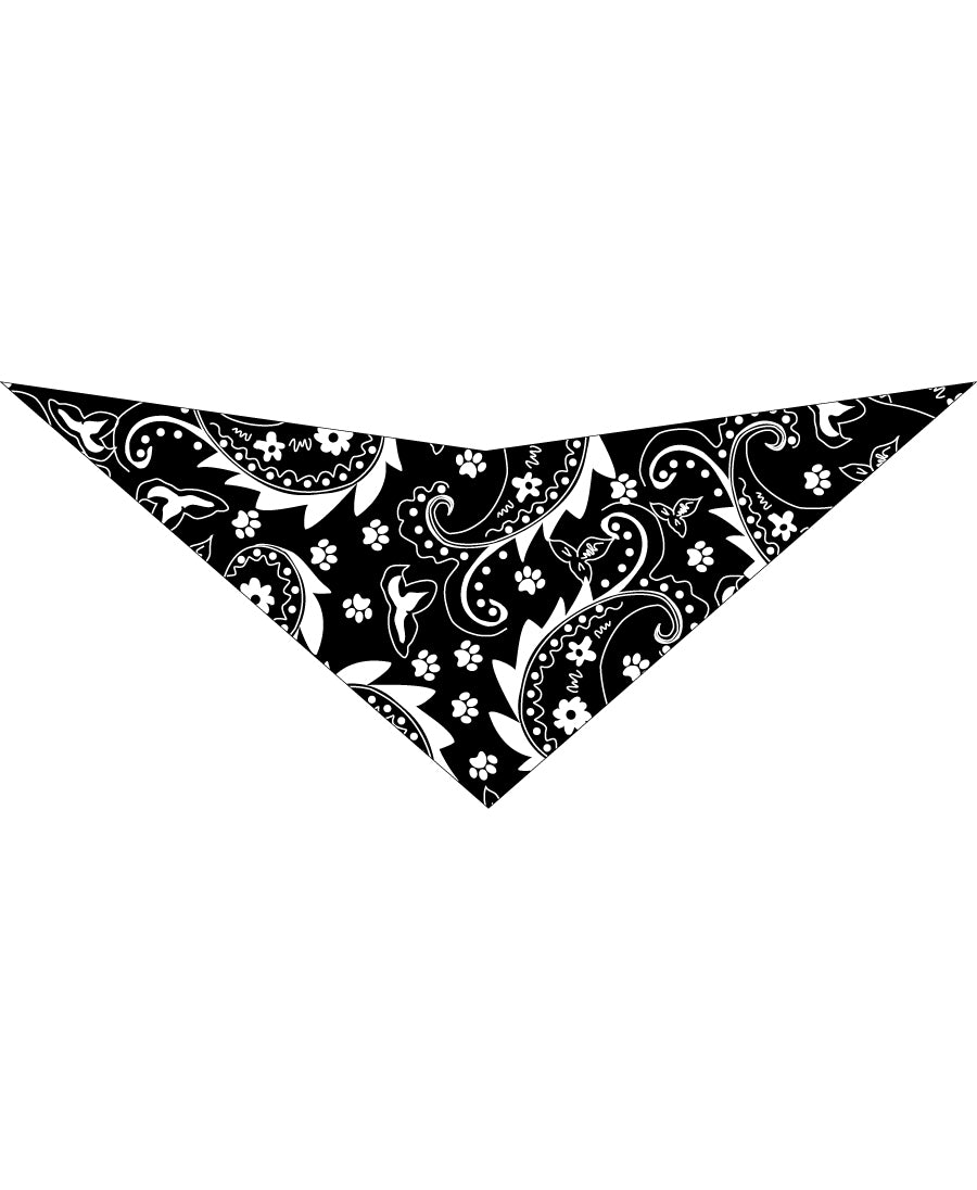S3217 Paisley & Pawprints Bandana, Black