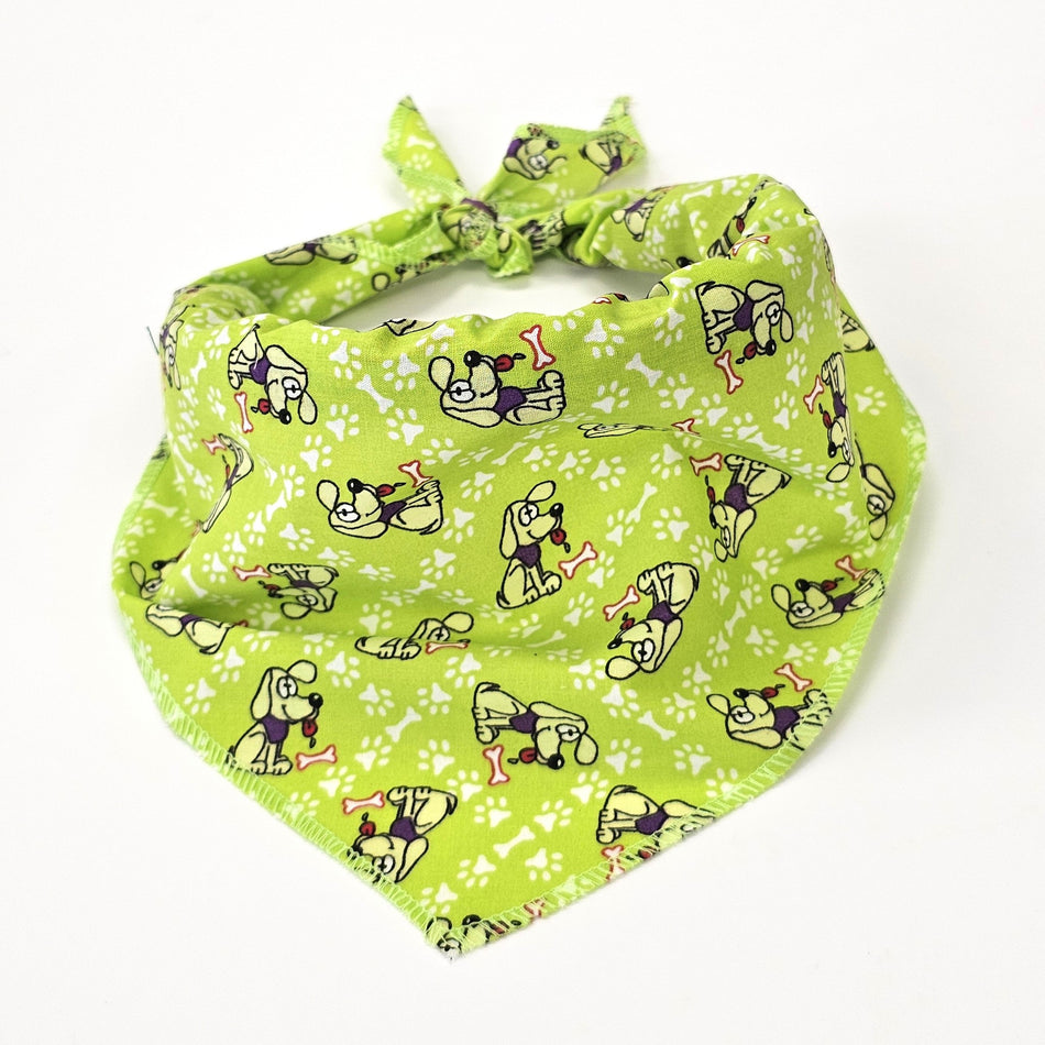 S3218 Cute Pawprint Puppy Bandana, Green