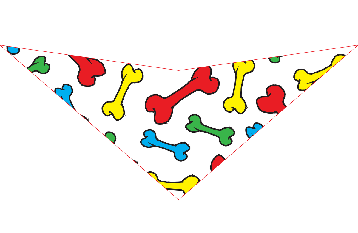 S3225 Bones Doggie Bandana, White