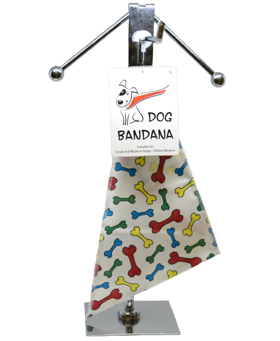 S3225 Bones Doggie Bandana, White