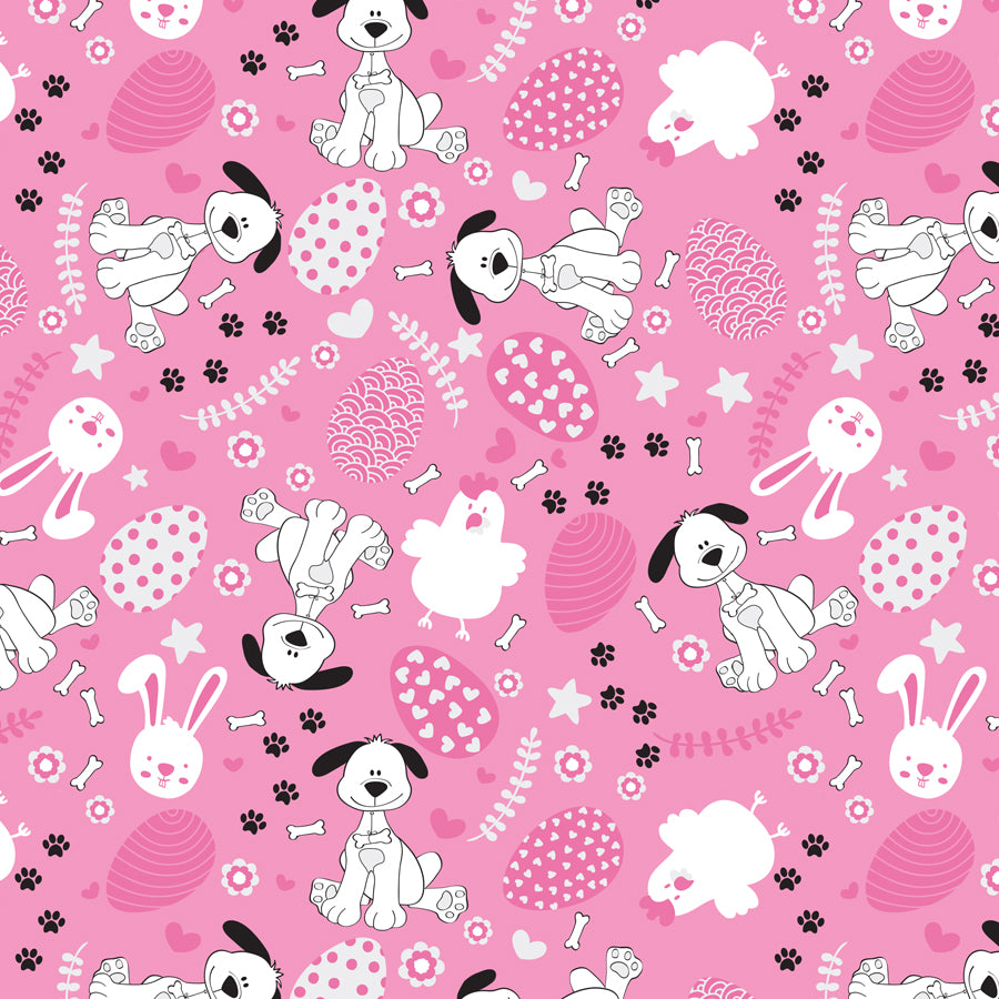 SQ3226 - Doggie Easter Square Bandana Pink