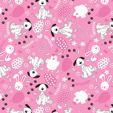 SQ3226 - Doggie Easter Square Bandana Pink