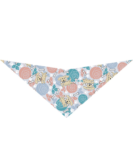 S3228 Puppies, Bones & Roses Bandana, Grey Floral