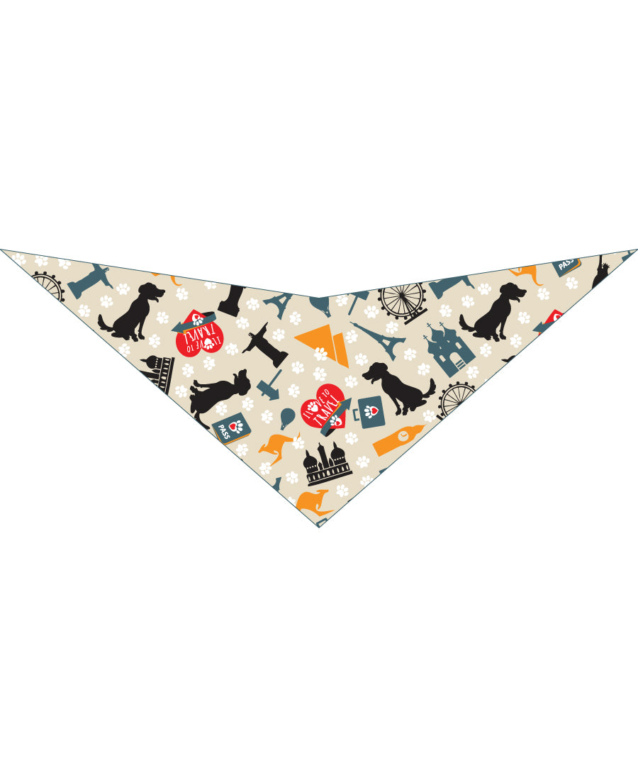 S3231 Travel Doggie France, Australia & Beyond Bandana, Grey