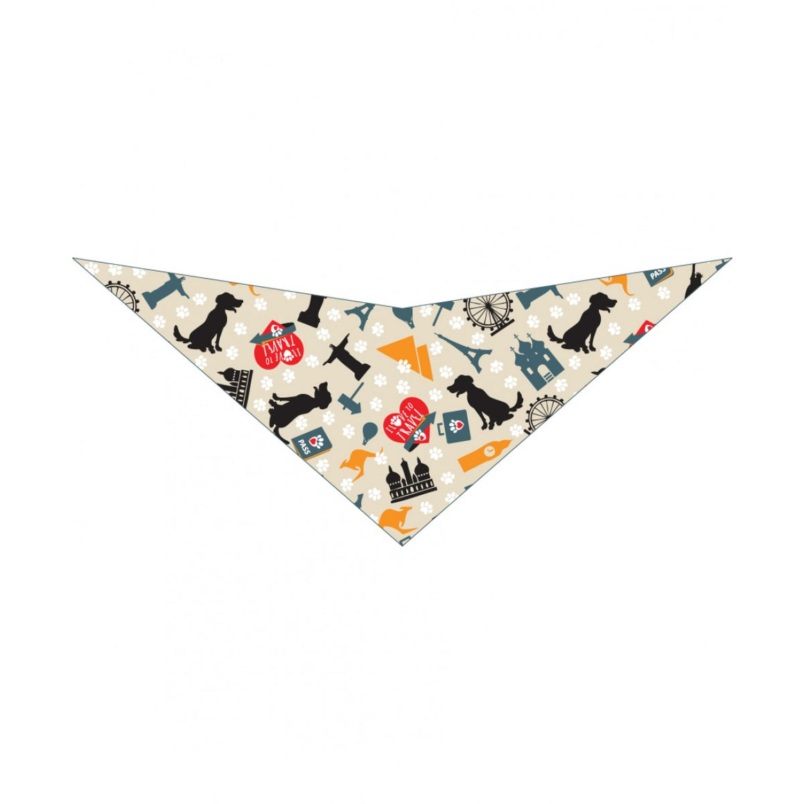 S3231 Travel Doggie France, Australia & Beyond Bandana, Grey