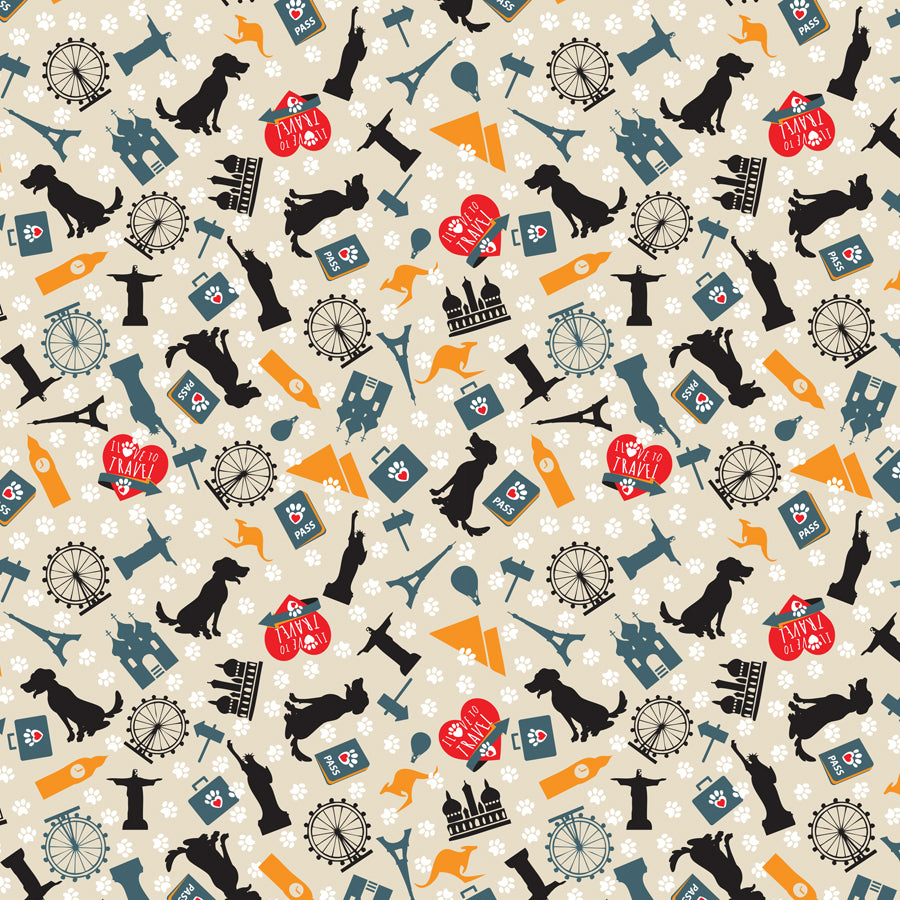 SQ3231 Travel Doggie France, Australia & Beyond Bandana, Grey