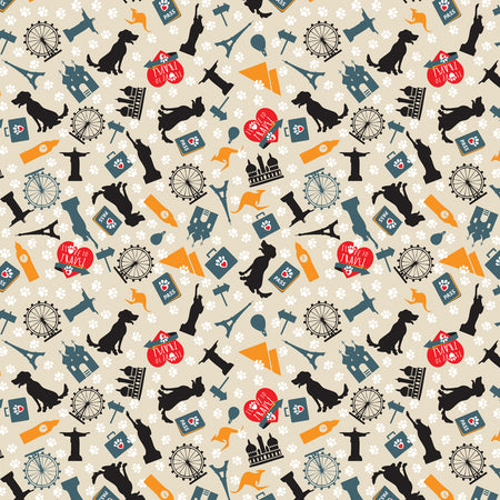 SQ3231 Travel Doggie France, Australia & Beyond Bandana, Grey