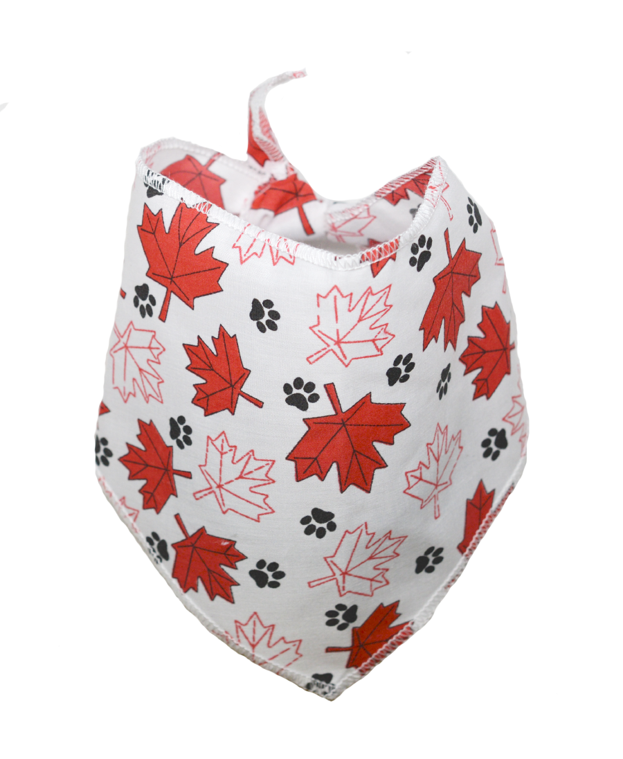 S3235 Maple Leaves & Pawprints Bandana, White