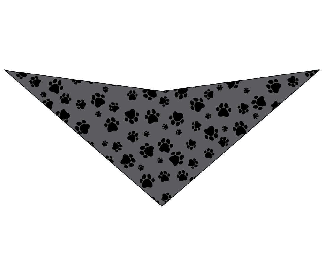 S3023 Black Pawprints Bandana, Grey