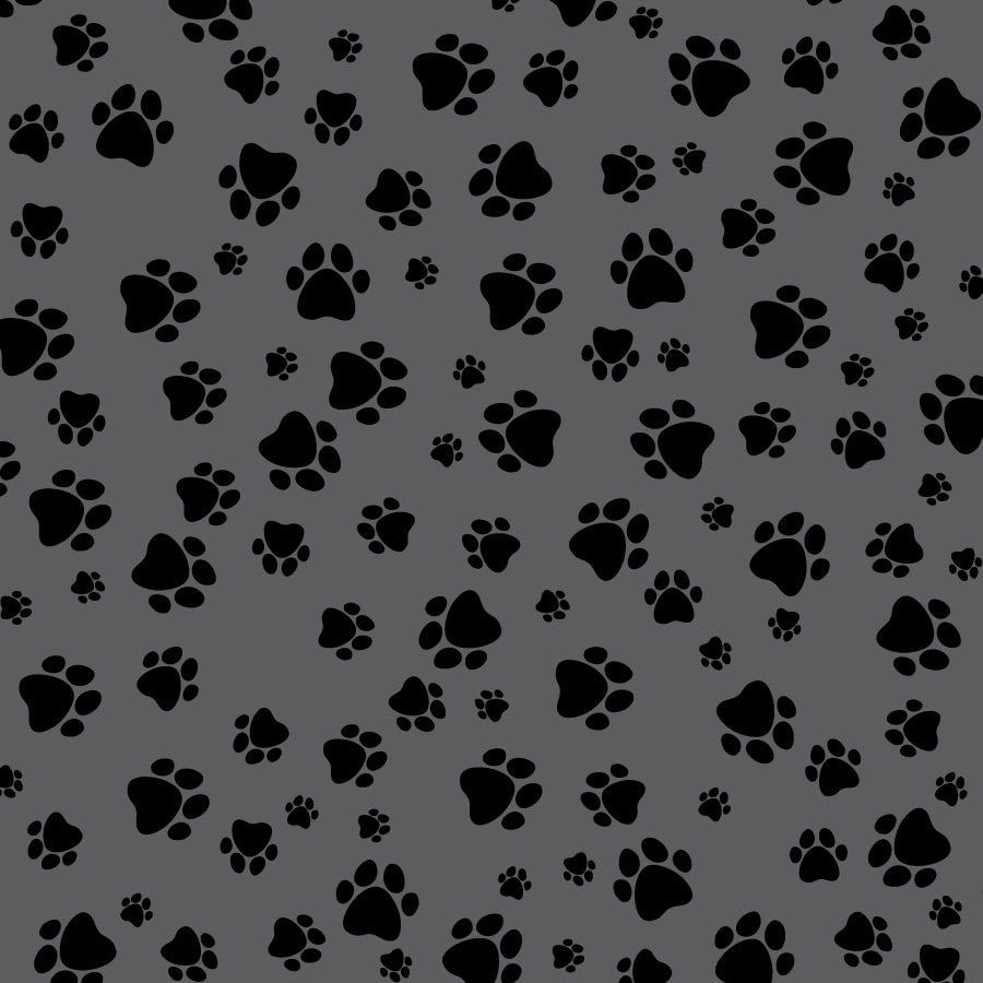 SQ3023 Black Pawprints Bandana, Grey