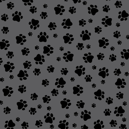 SQ3023 Black Pawprints Bandana, Grey