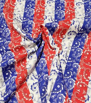 F7251  58" Width 100% Cotton, Patriotic Paisley Fabric