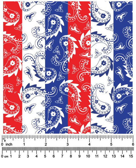F7251 58" - 100% Cotton Patriotic Paisley Fabric