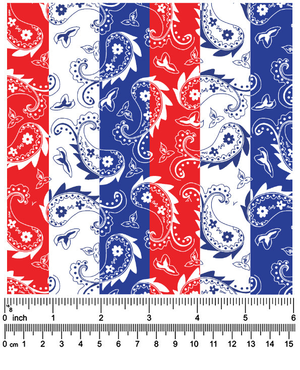 F7251  58" Width 100% Cotton, Patriotic Paisley Fabric