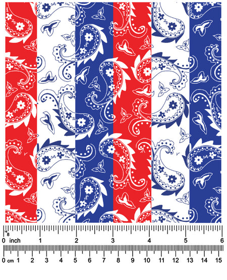 F7251  58" Width 100% Cotton, Patriotic Paisley Fabric