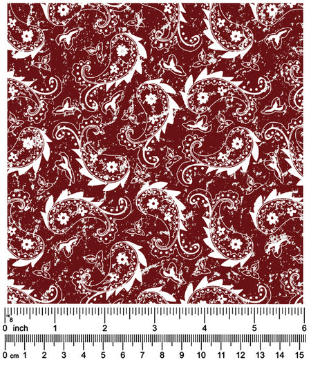 F7252 58" Width 100% Cotton, Rustic Brown Paisley Fabric