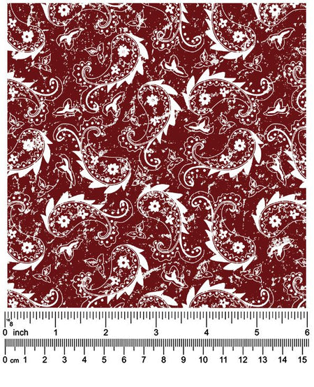 F7252 58" - 100% Cotton Rustic Brown Paisley Fabric