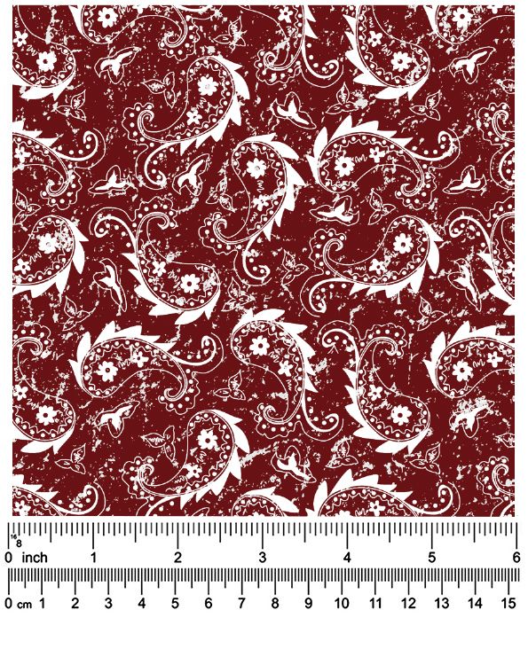 F7252 58" - 100% Cotton Rustic Brown Paisley Fabric