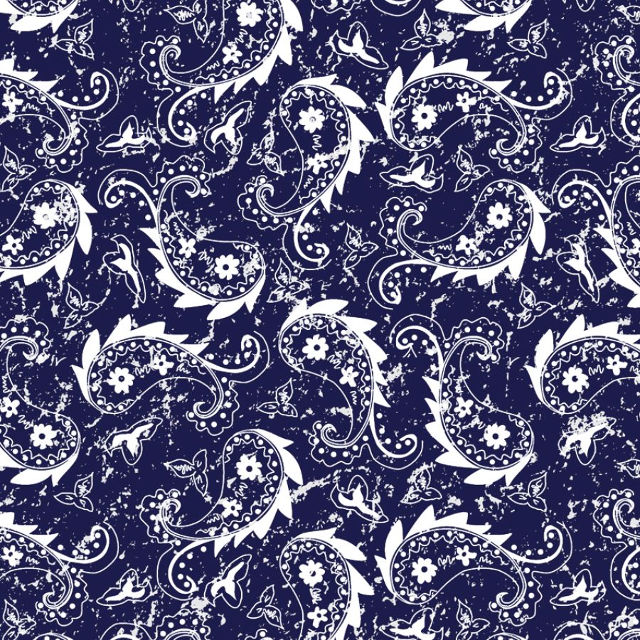 SQ3253 Rustic Navy Paisley Square Bandana 100% Premium Cotton