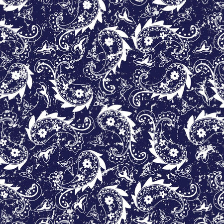 SQ3253 Rustic Navy Paisley Square Bandana 100% Premium Cotton