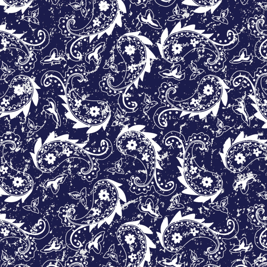 SQ3253 Rustic Navy Paisley Square Bandana 100% PremiumCotton