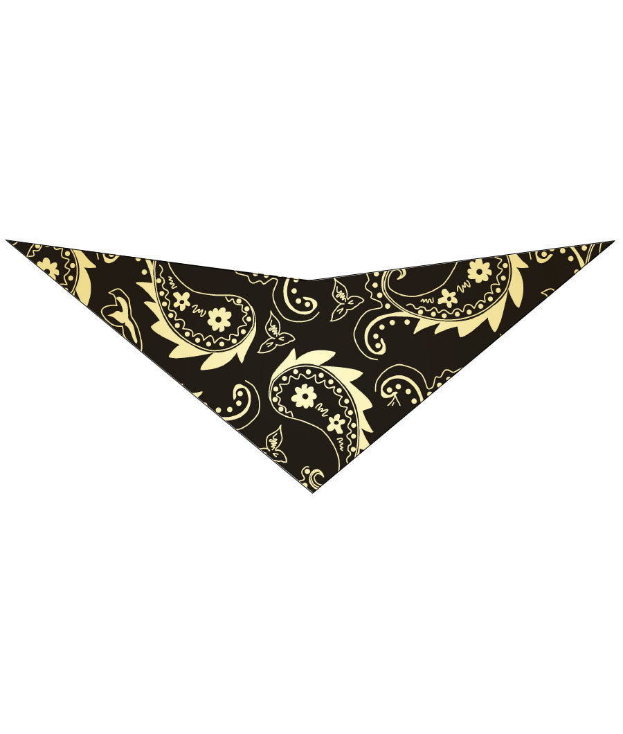 S3254 Black Gold Paisley Triangle Bandana 100% Premium Cotton