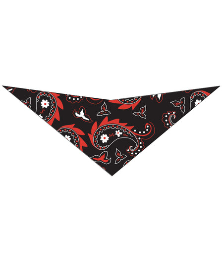S3255 Black and Red Paisley Triangle Bandana 100% Premium Cotton