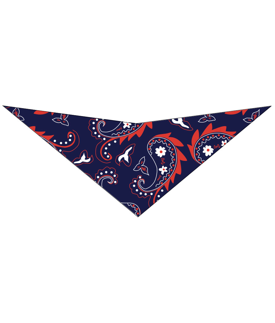 S3256 Navy and Red Paisley Triangle Bandana 100% Premium Cotton