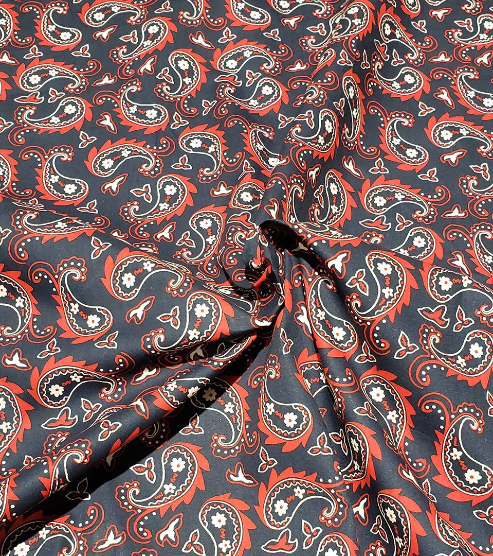 F7256 58" Width 100% Cotton, Navy & Red Fabric