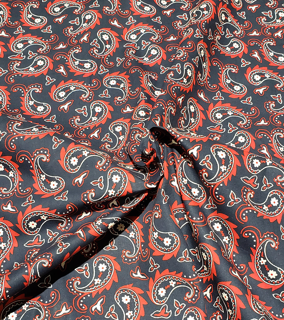 F7256 58" Width 100% Cotton, Navy & Red Fabric