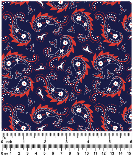 F7256 58" Width 100% Cotton, Navy & Red Fabric