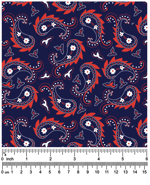 F7256 58" Width 100% Cotton, Navy & Red Fabric