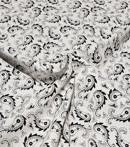 F7257 58" Width 100% Cotton, Classic White Paisley Fabric