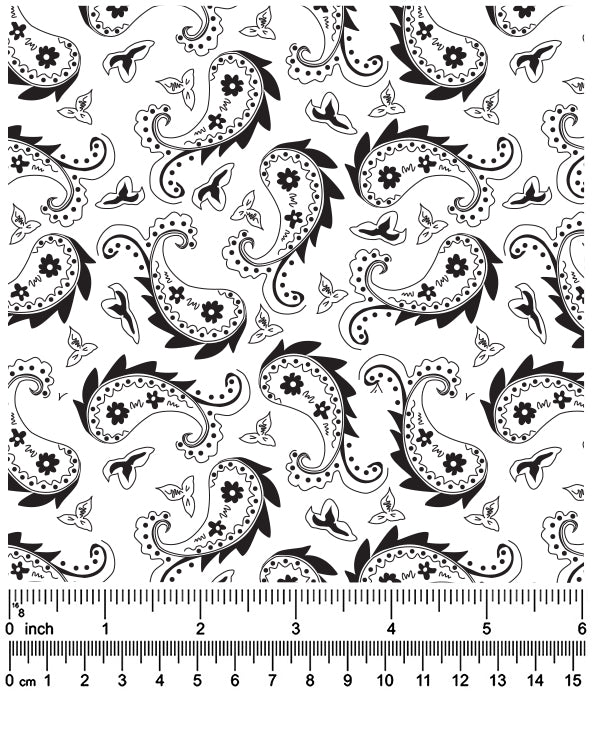 F7257 58" Width 100% Cotton, Classic White Paisley Fabric