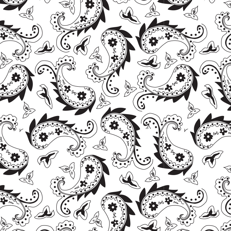 SQ3257 Classic White Paisley Square Bandana 100% Premium Cotton