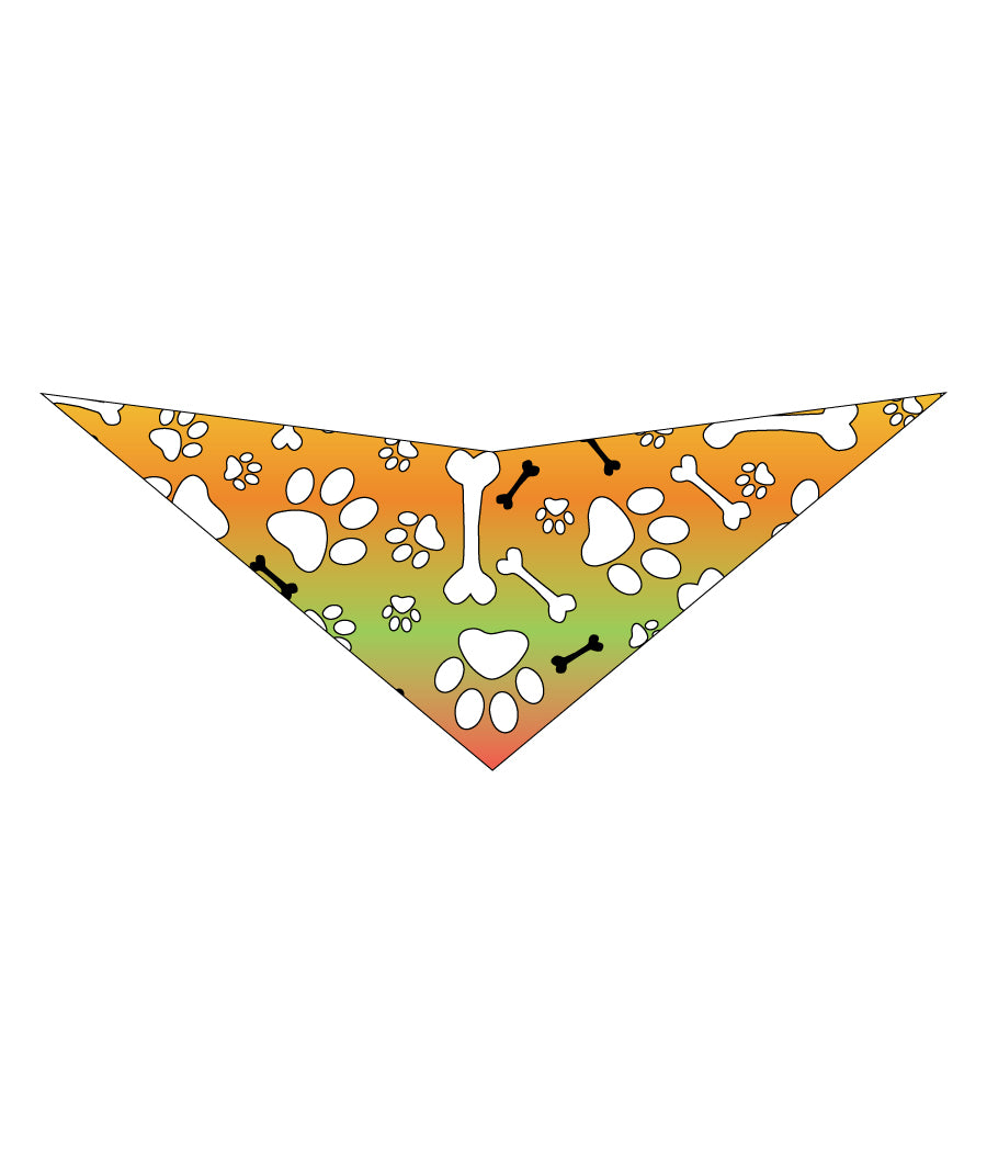 S3258 Paws & Bones Bandana, Orange, Green
