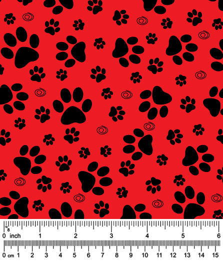 F7266 Paws Fabric, Red