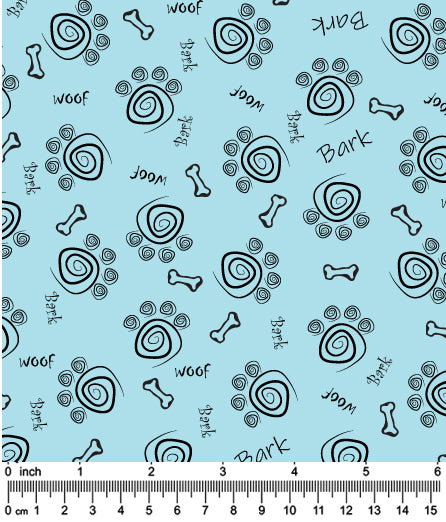 F7270 Bark, Woof & Bones Fabric, Blue