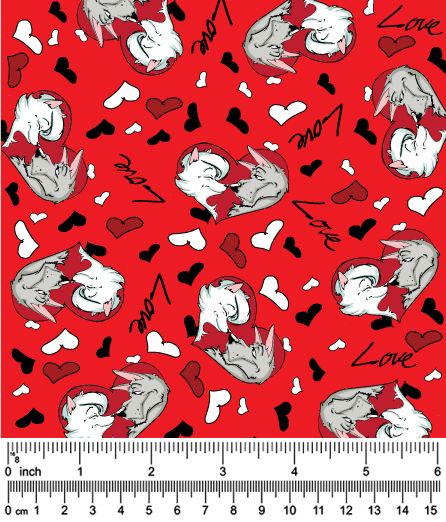F7276 Hearts & Love Fabric, Red