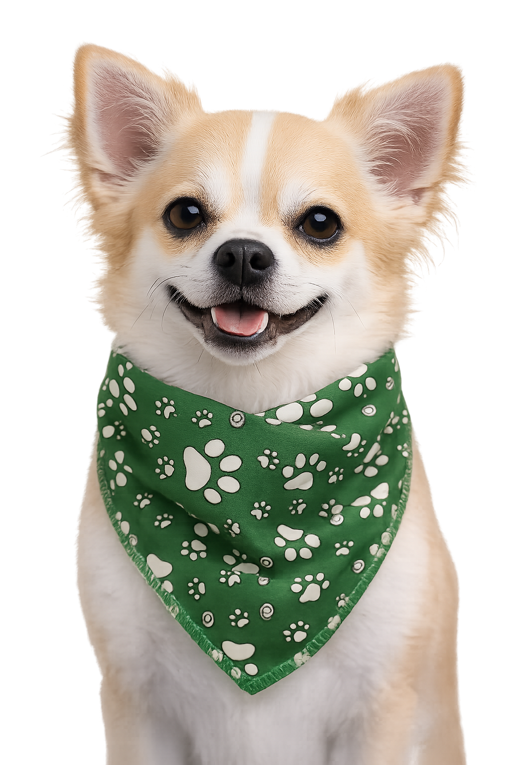 S3284 White Paws Bandana, Green