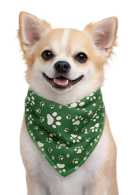 S3284 White Paws Bandana, Green