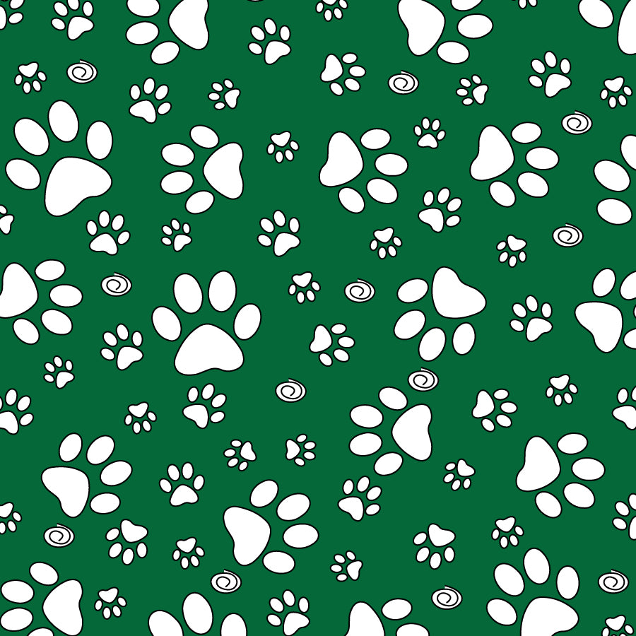 SQ3284 White Paws Bandana Green