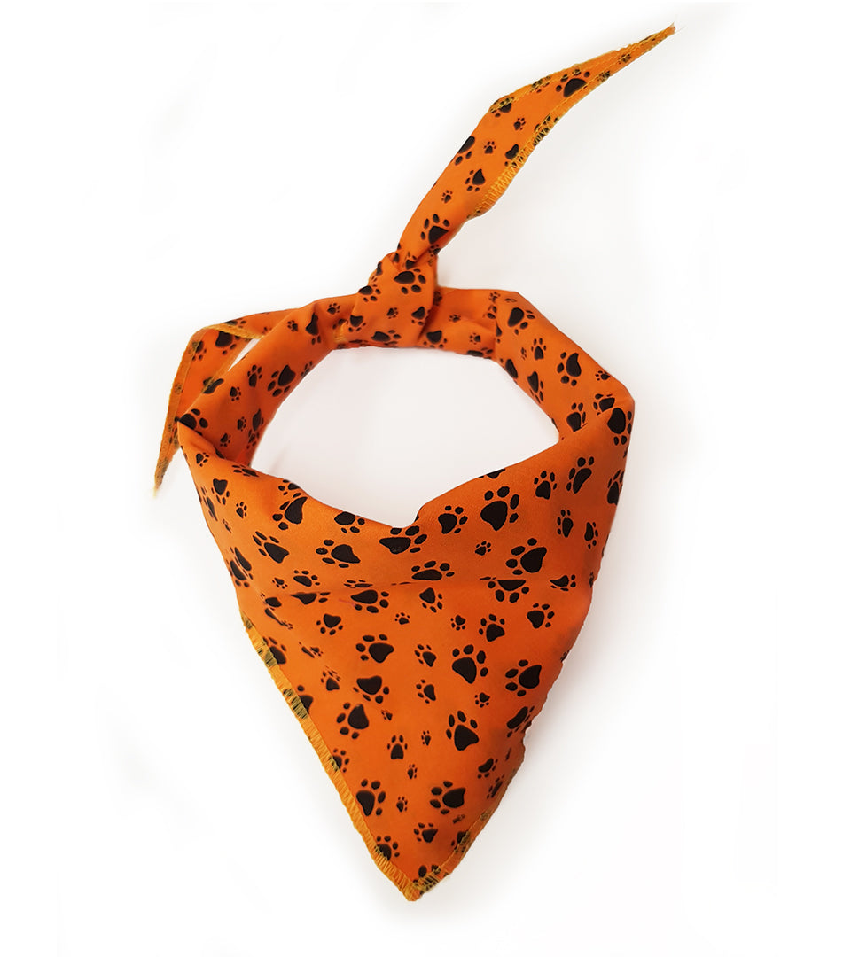 S3002 Black Pawprints Bandana, Orange