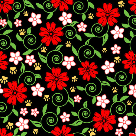 SQ3030 Spring Flowers Bandana, Black