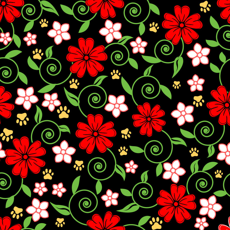 SQ3030 Spring Flowers Bandana, Black