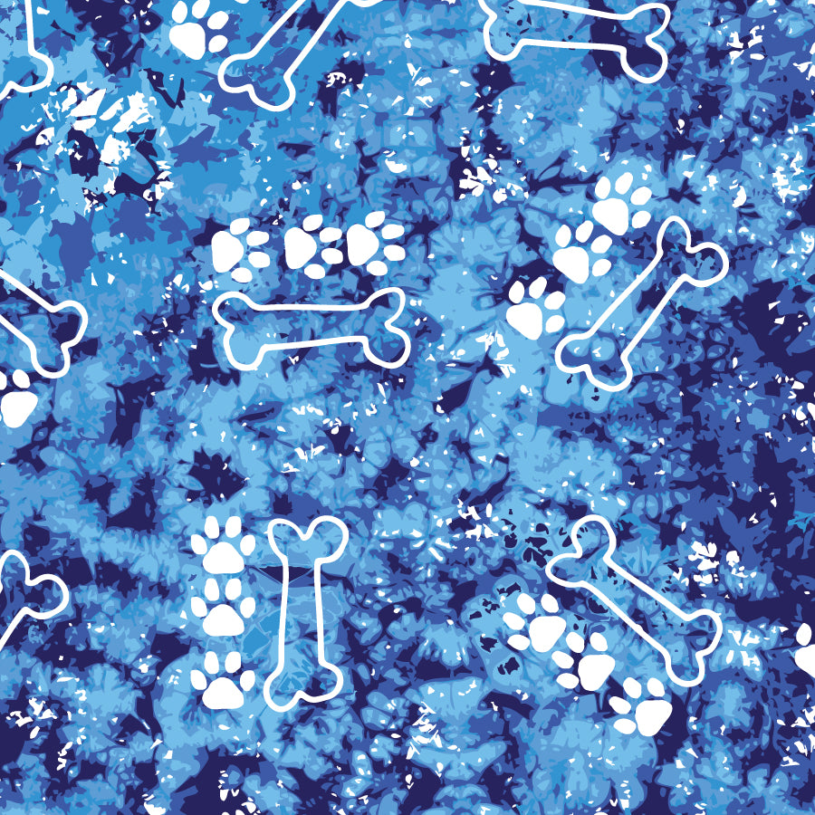 SQ3034 Paws & Bones Bandana, Blue 